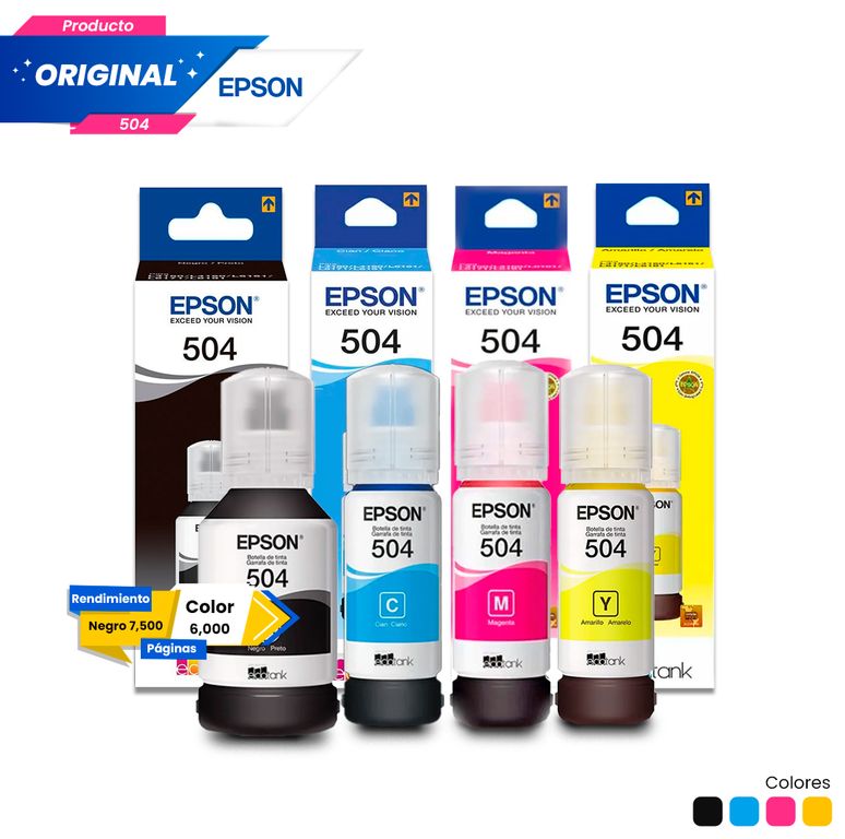 Kit Tinta 504 Original Negro Cian Magenta Amarillo