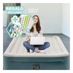GENERICO - Intex Cama Hinchable Twin Plus Fiber-Tech Uso Interior Gris Y+Papel Regalo