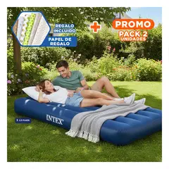 GENERICO - Pack2 Articulo Colchon Cama Hinchable Twin Uso Interior Exterior Aul Y+Papel Regalo
