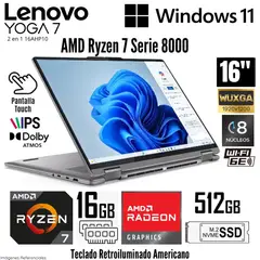 LENOVO - Laptop Yoga 7 2 en 1 16AHP9 AMD Ryzen 7 8840HS 16GB RAM 512GB SSD 16" WUXGA TouchScreen