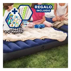 GENERICO - Articulo Cama Hinchable Doble Dura-Beam Altura 25cm Azul Marino Y+Papel Regalo