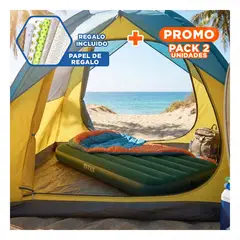 GENERICO - Pack2 Cama Inflable Portatil Twin Verde para Camping de Niños Y+Papel Regalo