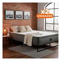 GENERICO - Pack2 Cama de Invitados Inflable Intex Queen 67768NP Bomba Elevada Plomo Y+Regalo Sticker