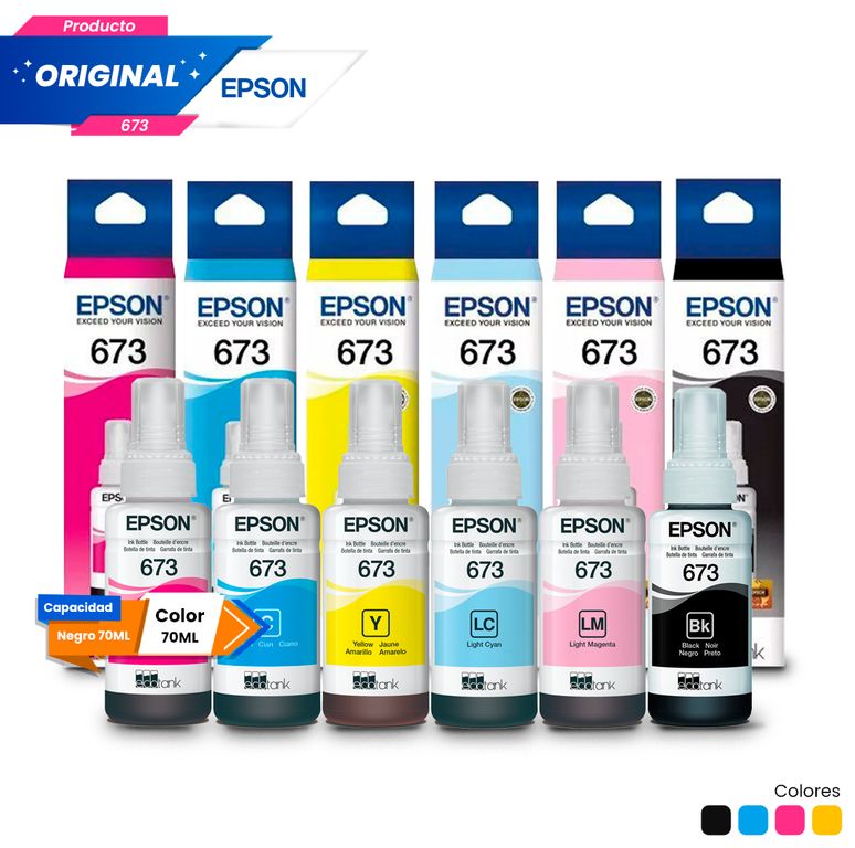 Kit Tinta 673 Original Negro Cian Magenta Amarillo Cian Claro Magenta Claro
