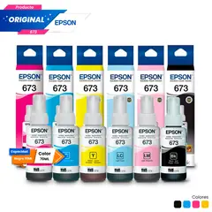 EPSON - Kit Tinta 673 Original Negro Cian Magenta Amarillo Cian Claro Magenta Claro