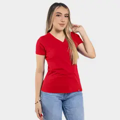 PAPIROS DENIM - Polo Básico Mujer Cuello V Regular Fit