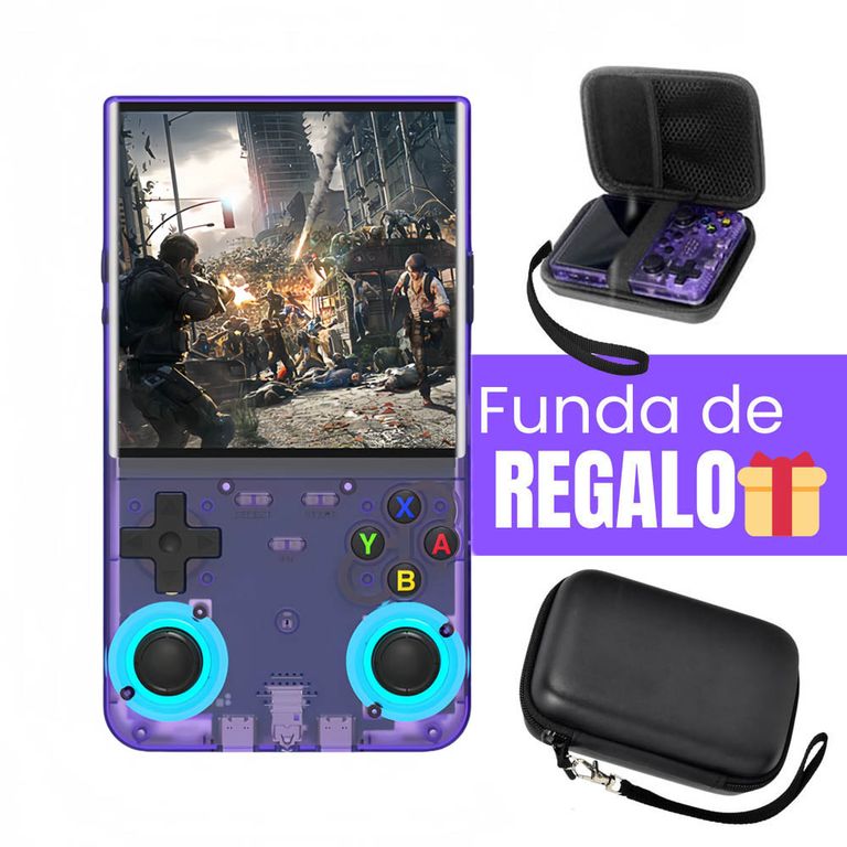 Consola de Videojuegos Portátil Retro R36 Ultra HD Morado Gratis Case