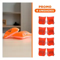 GENERICO - Pack4 Manguita Infantil para Niño con Diseño de Flotacion para Piscina 23x15 cm Anaranjado
