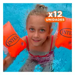 GENERICO - Pack12 Aleta Niño para Brazo con Diseño Acuatica 23x15 cm Anaranjado Y+Regalo Sticker