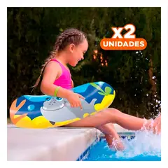 GENERICO - Pack2 Objeto Aro Acuario Tortuga para Ninos en Piscina con Diseño en Azul Y+Regalo Sticker
