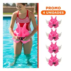 GENERICO - Pack4 Aro con Alitas para Bebe en Playa y Piscina con Buen Soporte Rosado