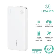 USAMS - Cargador Batería Portátil PowerBank 10000mAh Blanco CD253