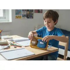 GENERICO - Cartuchera de 3 Compartimentos Mostaza