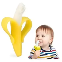 SANTOLEE - MORDEDOR DE SILICONA EN FORMA DE BANANA LIBRE DE BPA