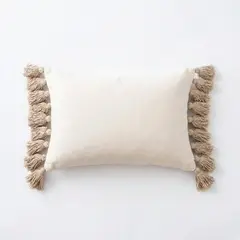 ZALMOHADAS - Funda Bohemio Nórdico + Borlas Beige Terra - Perla 30*50CM