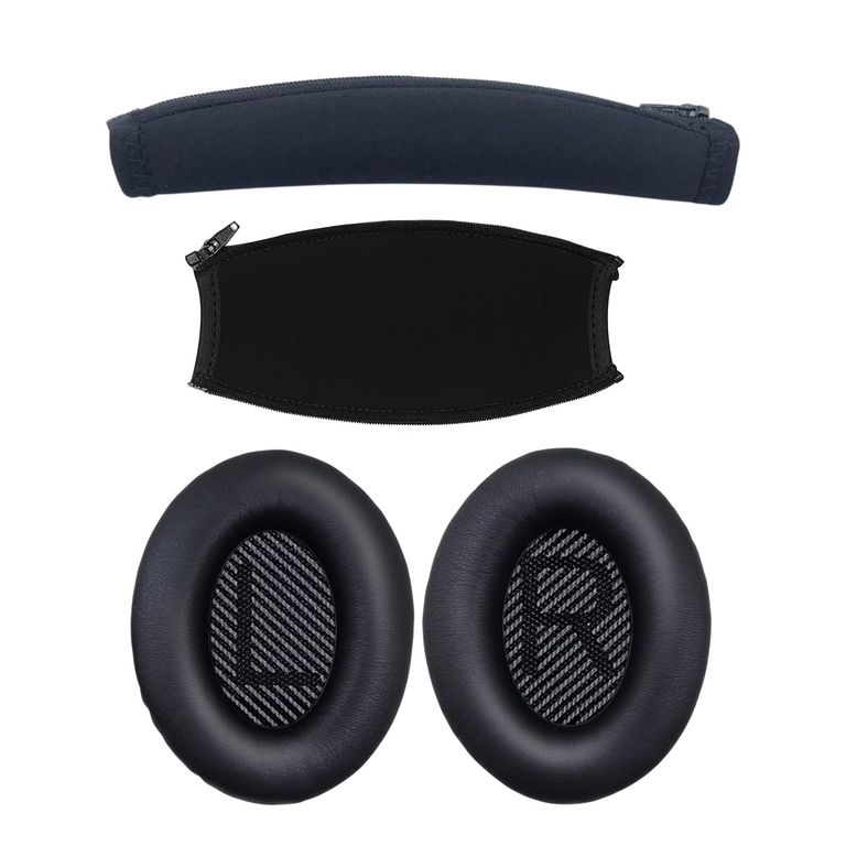 Almohadillas y Cobertor de Vincha para Audífonos BOSE QC25 QC15 QC35 AE2 NEGRO