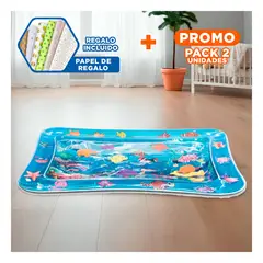 GENERICO - Pack2 Tapete Acuatico Azul de Estimulacion para la Diversion del Bebe Infantil Y+Papel Regalo