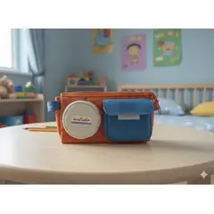 GENERICO - Cartuchera de 3 Compartimentos Naranja