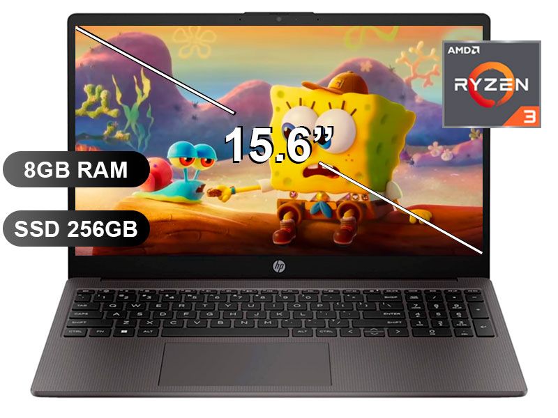 Laptop 255 G10 RYZEN 3-7320U, 8GB RAM, 256GB SSD, SIN WINDOWS, 15.6" (A9BS1LT)