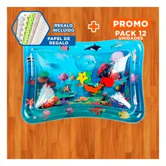 GENERICO - Pack12 Colchoneta Azul de Agua para Bebes con Diseño Infantil y Atractivo Y+Papel Regalo