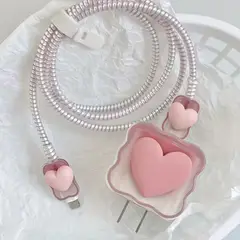 GENERICO - CASE PROTECTOR DE CORAZON TRANSPARENTE PARA CARGADOR DE IPHONE