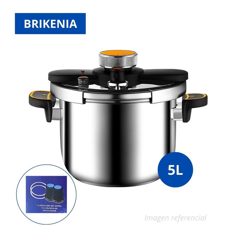 OLLA A PRESIÓN DE 5L EN ACERO INOXIDABLE BRIKENIA