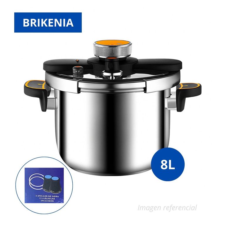 OLLA A PRESIÓN DE 8L EN ACERO INOXIDABLE BRIKENIA