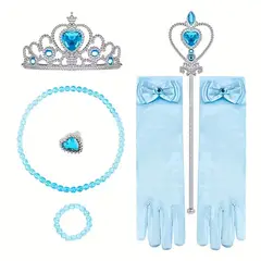 GENERICO - VINCHA CORONA NIÑA FROZEN - INCLUYE VARITA-COLLAR- ANILLO-GUANTES-PULSERA-CORONA