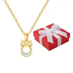 GENERICO - Collar Mujer Dije Búho Nácar Acero Dorado Regalo Novia Aniversario