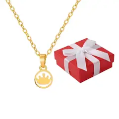 GENERICO - Collar Niña Dije Corona Princesa Acero Dorado Regalo Cumpleaños