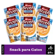 CHURU - Pack Snack Sopa Gato Broth Pollo Atún 6 Sobres x 40gr
