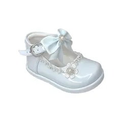 GENERICO - Zapato Charol Pibe semi-ortopédico Flor y perla Blanco para niña bebé