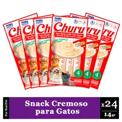 CHURU - Snack Cremoso Gato Atún y Cangrejo 6 sobres x 4 tubos
