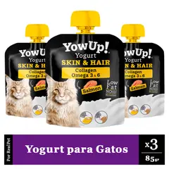 YOWUP - Pack x3 Yogurt para Gatos Skin Hair Salmón 85gr