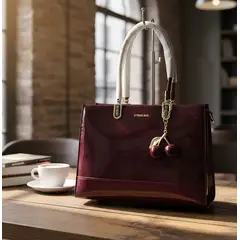 GENERICO - Cartera mediana A5 AB- Set de 3 piezas charol