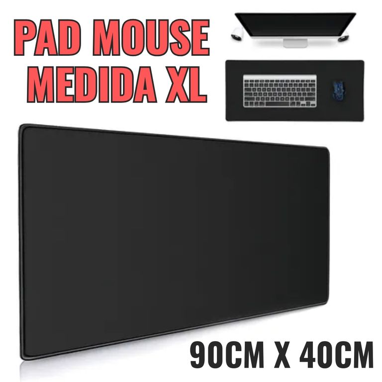 MOUSE PAD GAMER XL 90X40CM ANTIDESLIZANTE BORDE COSIDO NEGRO