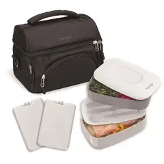 BENTGO - Set Lonchera Deluxe x 4pzs Bolso + Ice Pack + Bento Classic - Negro