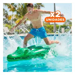 GENERICO - Pack2 Aro Fiesta Cocodrilo para Actividad Acuatica 203 x 114 cm Blanco Y+Regalo Sticker