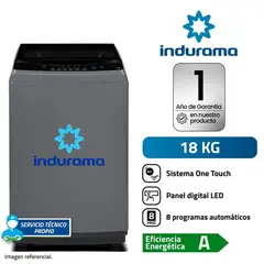 INDURAMA - Lavadora 18 Kg LRI-18DGR Color Gris Oscuro