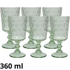 ICHIMATSU - Set de Copas Largas de Vidrio Copo Verde 360 ml - 12.2 oz 6 Piezas