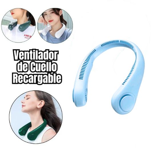 Ventilador de Cuello Recargable Portátil 360° CELESTE