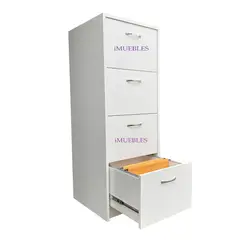 TEMEL - Archivador Oficina, Cajonera 04 Para Folder Colgante Llave Blanco