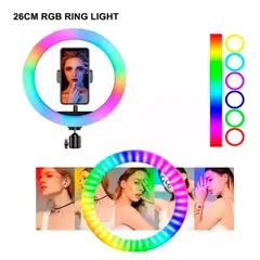 GENERICO - ARO LED RGB 26 CM CON TRIPODE