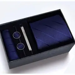 GENERICO - SET CORBATA PISA CORBATA GEMELOS Y PAÑUELO AZUL