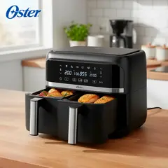 OSTER - Freidora De Aire Dual Oster® Con Recubrimiento Antiadherente Color Negro 7.6L