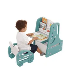 GENERICO - Juego de mesa y silla de dibujo multifuncional para niños con pizarra