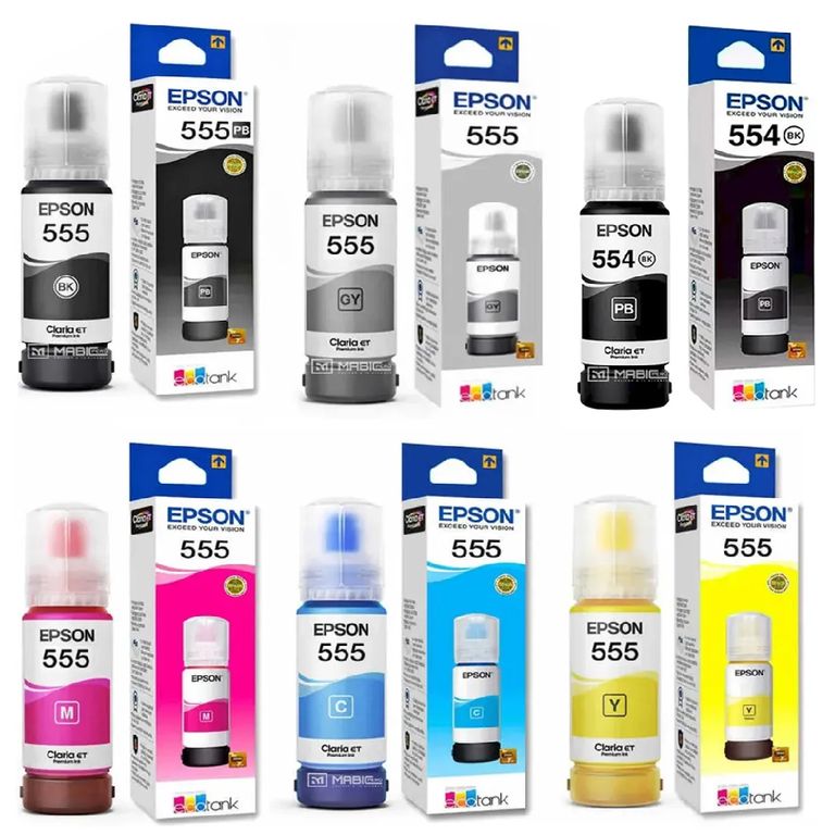 Kit 6 colores Tinta 555 y 554 Para L8160, L8180