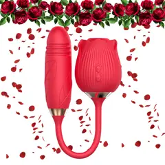 GENERICO - Vibrador de doble cabeza, consolador de empuje, estimulador ,rosa 2 en 1