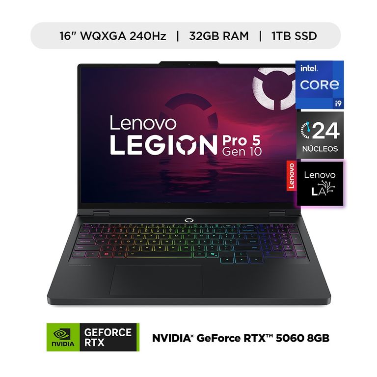 Laptop Gamer Legion Pro 5i Intel Core i9-14900HX 32GB 1TB SSD RTX 5060 8GB
