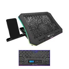 Teros - Base Ventilador Cooler Pad para Notebook TE7130N, 3 Ventiladores y Soporte para Celular